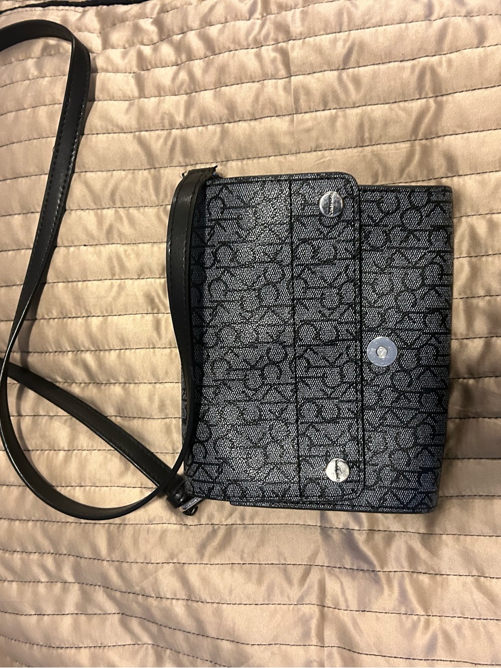 Calvin Klein Black and Gray Monogram Crossbody Bag
